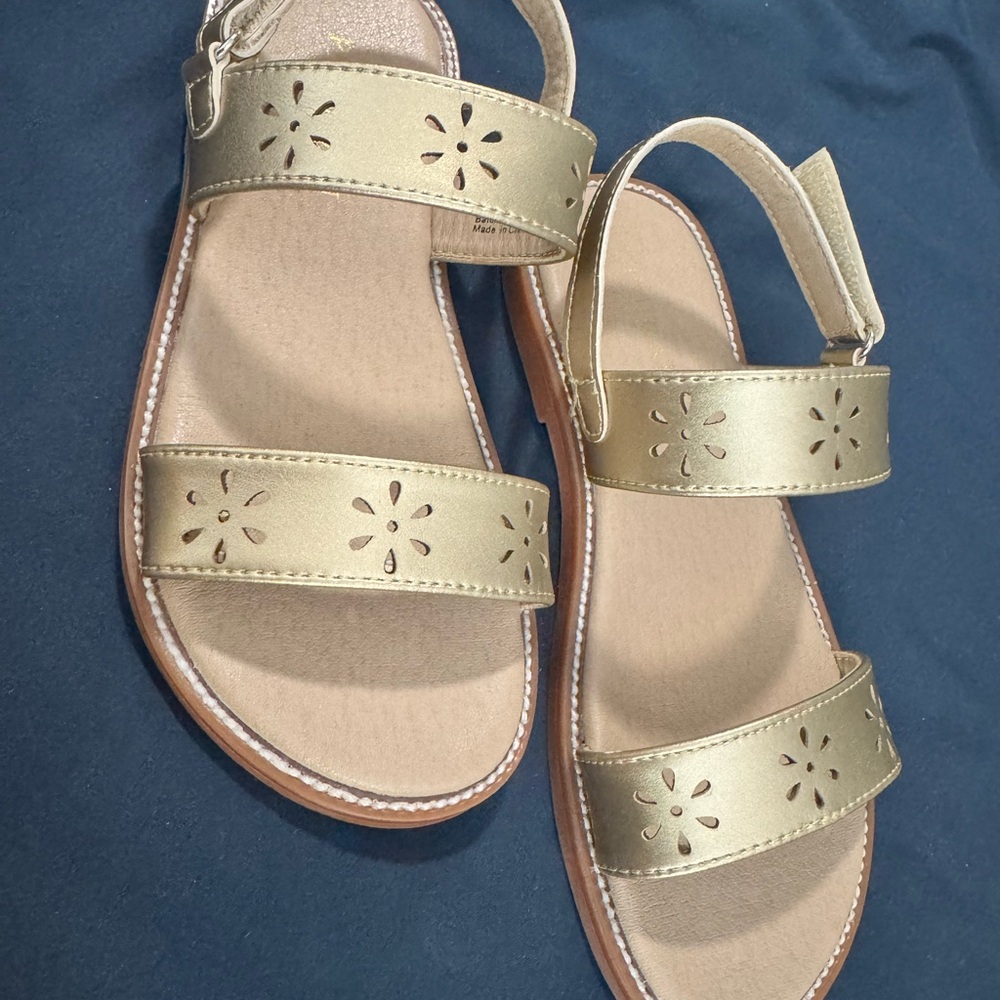 Gold Girls Sandals with Floral Cutouts
